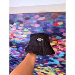 Gap Black Nylon Bucket Hat 415-18 Graphic with Stash Pocket S/M